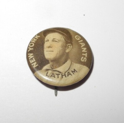 1910-12 Sweet Caporal Baseball Coin Pin ARLIE LATHAM New York Giants Near Mint