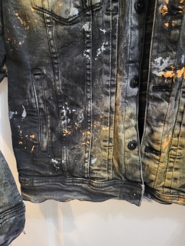 Jordan Craig Legacy Edition Black Denim Jacket Large - Paint Splatter Style - Picture 8 of 14