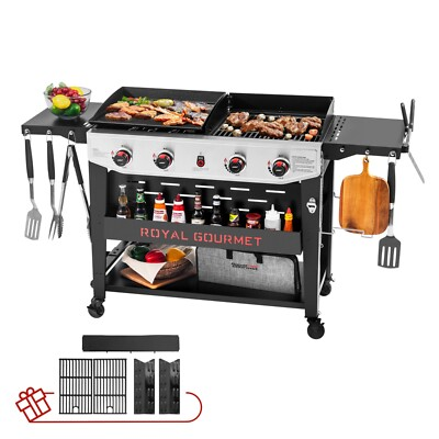 #ad #ad Royal Gourmet Propane Gas Grill and Griddle Combo with An Set of Grilling Gear $352.99