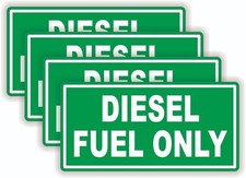 4-pack 2x4 Inch Diesel Fuel Only Vinyl Stickers Gas Decals Labels Tank Def Truck