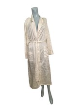 vtg Victoria's Secret gold label M long ivory Jacquard robe Grandma Core