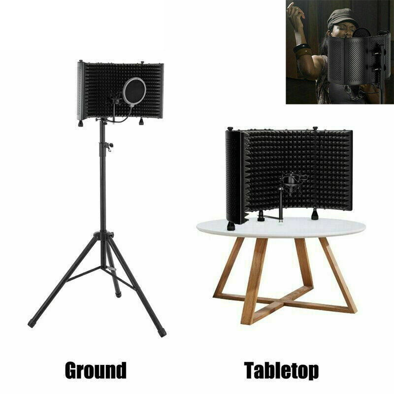 Microphone plus Isolation Shield Sound-Absorbing Hood plus Desktop /Floor Tripod-image