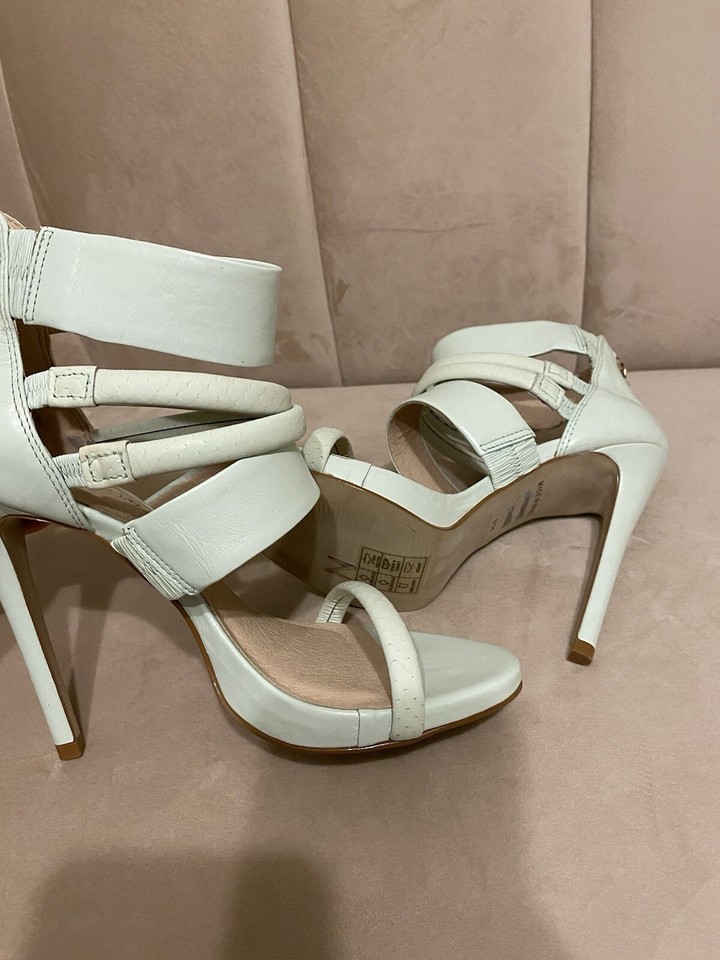River Island High Heels Stilettos Sandals Mint Green Ankle Straps Size