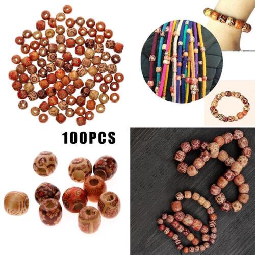 100pcs Wooden Beads Large Holes Mixed For Macrame Jewelry D H7 Making U1S1 D3S2