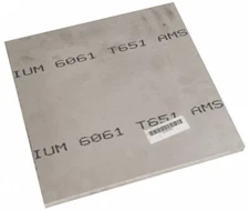 Aluminum Plate, Alloy 6061, 1/4" Thick x 8" Wide x 8" Long