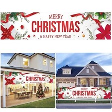 Merry Christmas Banner Santa Claus Sign Outdoor Garden Xmas New Year Decoration
