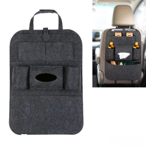 Organizador de asiento de coche - Multibolsillo, tela no tejida, gris, fácil instalación - Imagen 3 de 6
