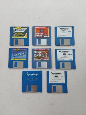  Commodore Amiga CBM  Bundle Of 8 Disks FORMAT DELUXE PAINT LEMMINGS  PRODATA