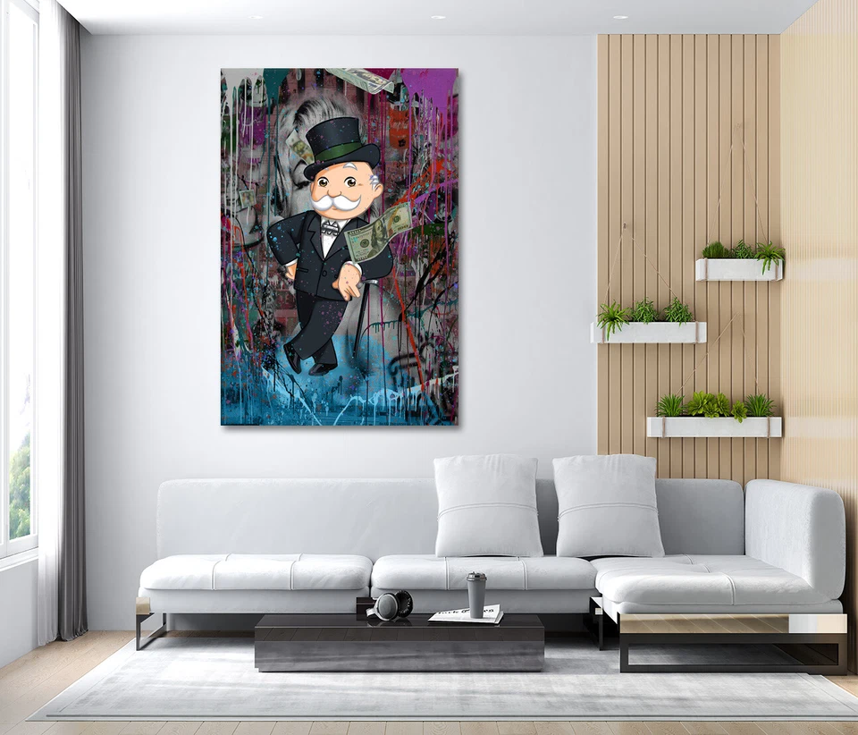 Alec Graffiti Monopoly Framed Canvas Wall Art Unique Hanging Poster Room Decor - Image 3 of 4