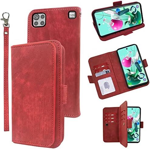 Compatible with LG K92 5G Wallet Case Wrist Strap Lanyard Leather Flip Card Hold