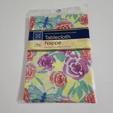 Home Collection Tablecloth Oval Floral 52" X 70" New Peval with Flannel Backing