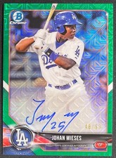 2018 BOWMAN CHROME JOHAN MIESES GREEN MOJO REFRACTOR AUTO #48/99 DODGERS