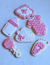 Baby Girl Shower Cookies / Custom Initial / Party Favor Cookies