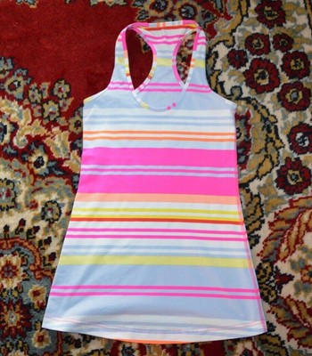 Lululemon Cool Tank Racer Back Raspberry Groovy Stripe Multi Glo