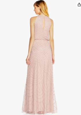Adrianna Papell Women's Halter Art Deco Beaded Blouson Dress (Blush, 6) |  eBay