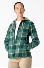 Nwt Dickies Women’s Flannel Hooded Shirt Jacket Mallard Plaid Green Size 2xl New