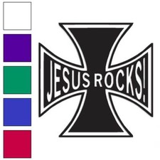 Jesus Rocks Cross, Vinyl Decal Sticker, Multiple Colors Sizes 408