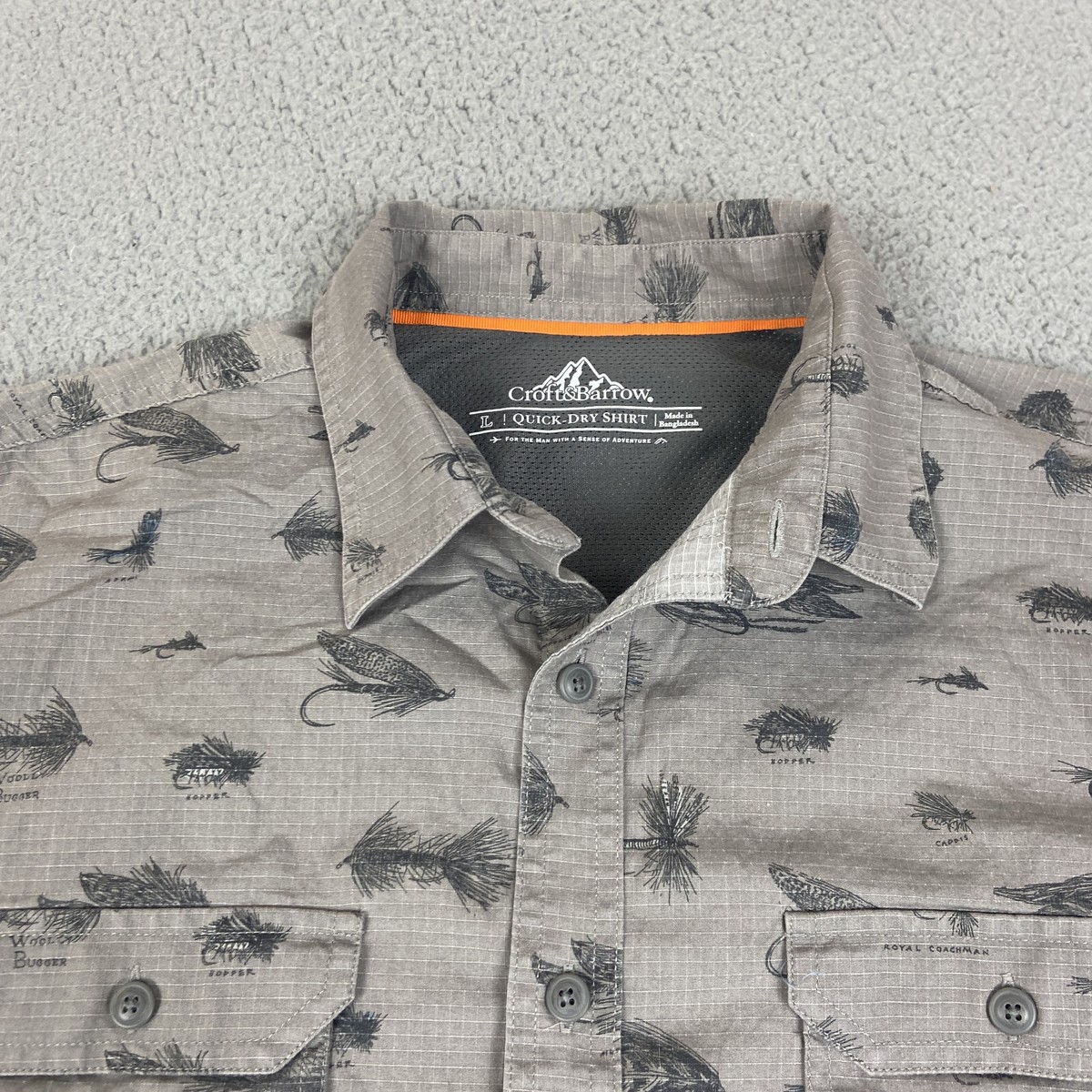 Croft Barrow Shirt Mens Large Brown Performance Vented Quick Dry