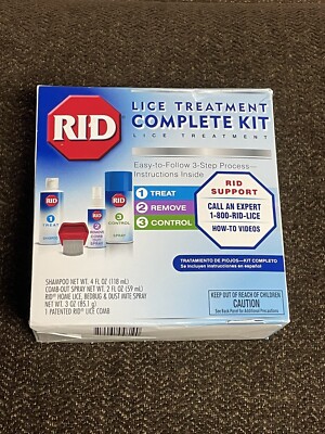 RID Lice Treatment Complete Kit Easy To Follow 3 Step Process Shampoo Comb Spray