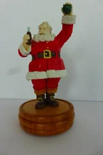Vtg 1989 Coca Cola Santa Figurine on Wood Base Willitts Gallery 36038 5" tall