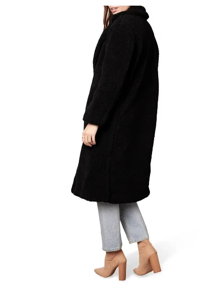 Abrigo BB Dakota Negro Peluche Imitación Piel Longline X2703 Talla Grande Foto 3 de 4