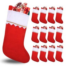 12 Pack Red Felt Christmas Stockings Bulk Holiday