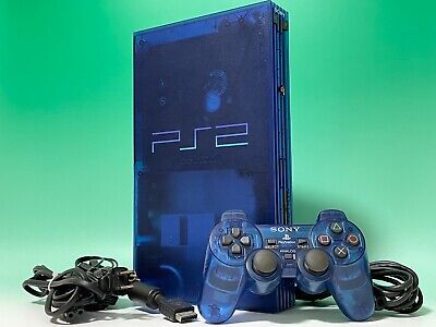 PlayStation2 Ocean Blue Console clear SCPH-37000 PS2 Controller