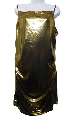 Grace Karin Gold Lame Bodycon Dress 2XL Sleeveless Short Ruched Sides Party