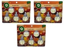 Lot of 3 Air Wick Pumpkin Spice Scented Essential Oil 5 Pack Plug-In Refills =15