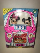 RARE Mickey  Minnie Mouse BOXED SET in Pink Car - 2 PEZ DISPENSERS  12 Refills