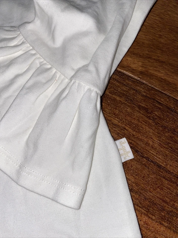NWT 8 Yr IL GUFO RUFFLE SLEEVE OFF WHITE BARNEYS T-shirt Top Tee GIRLS 128 - Image 3 of 4