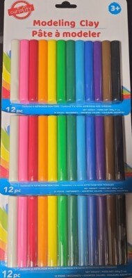 Lot Of 3 Modeling Clay Kit Set for Kids 12 Colors 3'' Sticks Mold Arts Crafts 