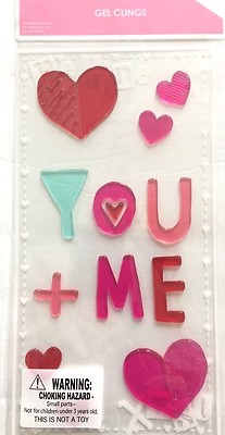 Heart You + Me Valentine's Day  Window Gel Stickers Cling Decor classroom locker