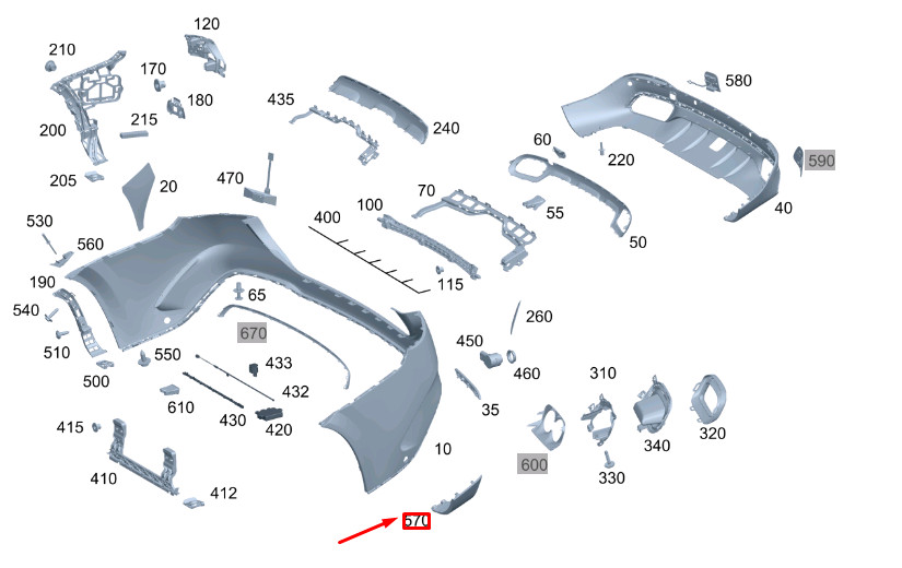 NEW MERCEDES-BENZ GLE W167 REAR BUMPER LEFT TRIM A1678853205