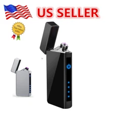 Metal Electric Lighter Dual Arc Plasma Flameless USB Rechargeable