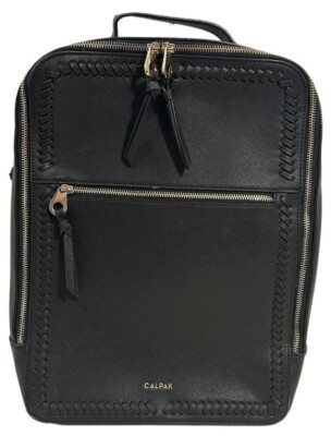 Calpak Kaya black faux leather laptop travel backpack CALPAK Kaya Faux Leather Laptop Backpack (Women) | Nordstrom main image 2
