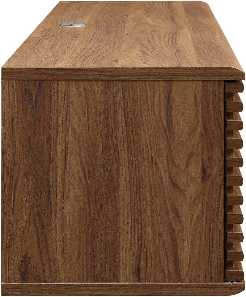 Render 60" Mid-Century Modern Wall Mount Media Console TV Stand, 60 Inch, Walnut - Image 4 of 4