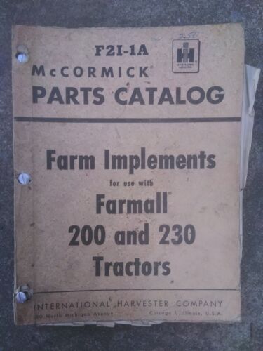 RARE Vintage IH International Harvester F2I-1A Farmall 200 230 Tractor Book - 第 1/8 張圖片