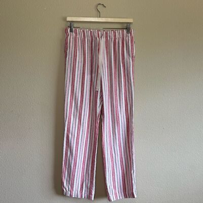Old Navy pants women small striped flannel 100% cotton drawstring