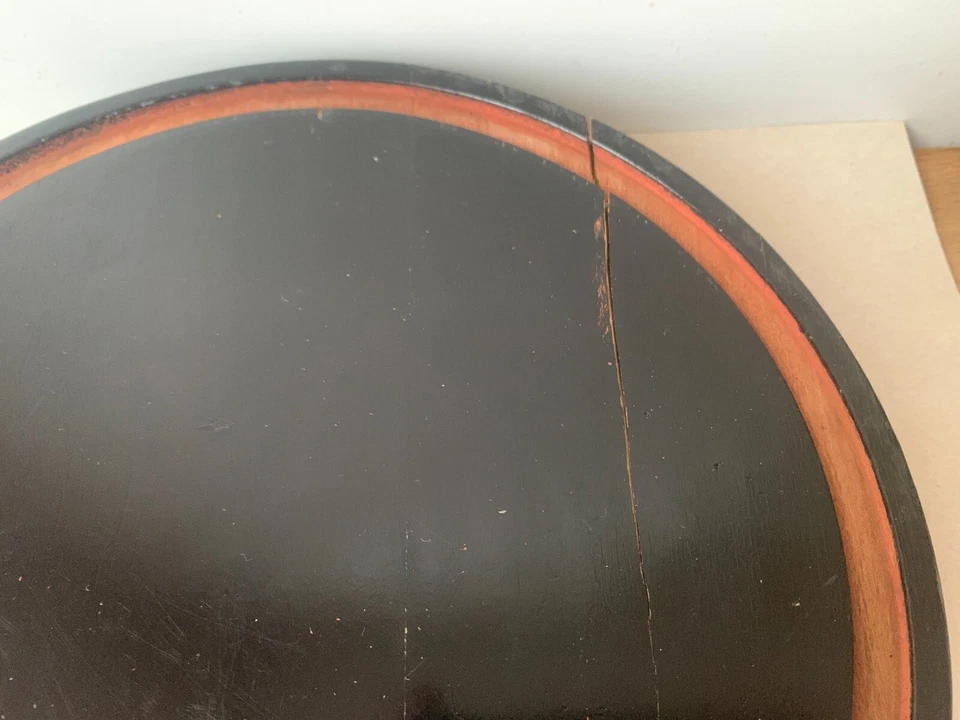 ancien support rond en bois noirci globe de pendule, bouquet de mariage - Photo 2/4