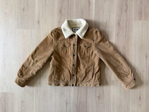 Vintage 90s Marvin Richards Corduroy Sherpa Lined Trucker Jacket Tan Unisex L - product listing photo
