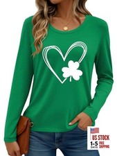 St Patrick's Day Shirt Women: Lucky St Patty's T-Shirts Shamrock Small Green1