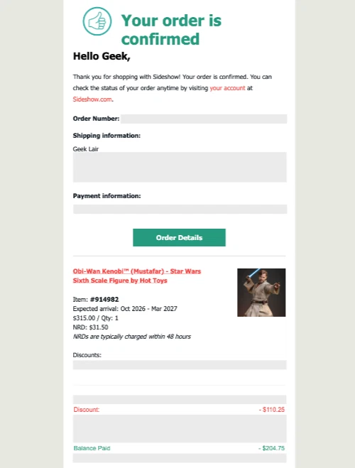 Figura Hot Toys Obi Wan Kenobi Mustafar Sexta Escala Star Wars MMS843 PEDIDO ANTICIPADO Foto 2 de 2