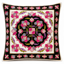 Hand Embroidered Cushion Cover Floral Decorat...