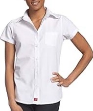 Nwt Womens Dickies Girl White Button Up Uniform Shirt Size Medium
