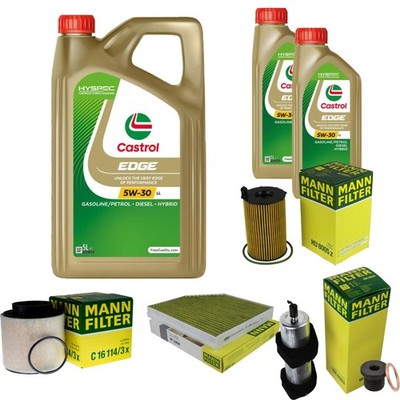 MANN-FILTER Inspektionspaket 7 L Castrol EDGE Titanium FST 5W-30 für Audi A5