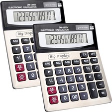 2 Pack Calculator, Calculators Desktop 12 Digit Extra Large LCD Silver-2p