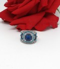 Sparkling Imitation Blue Stone Cocktail  Ring Size 7  CAT RESCUE — photo 1