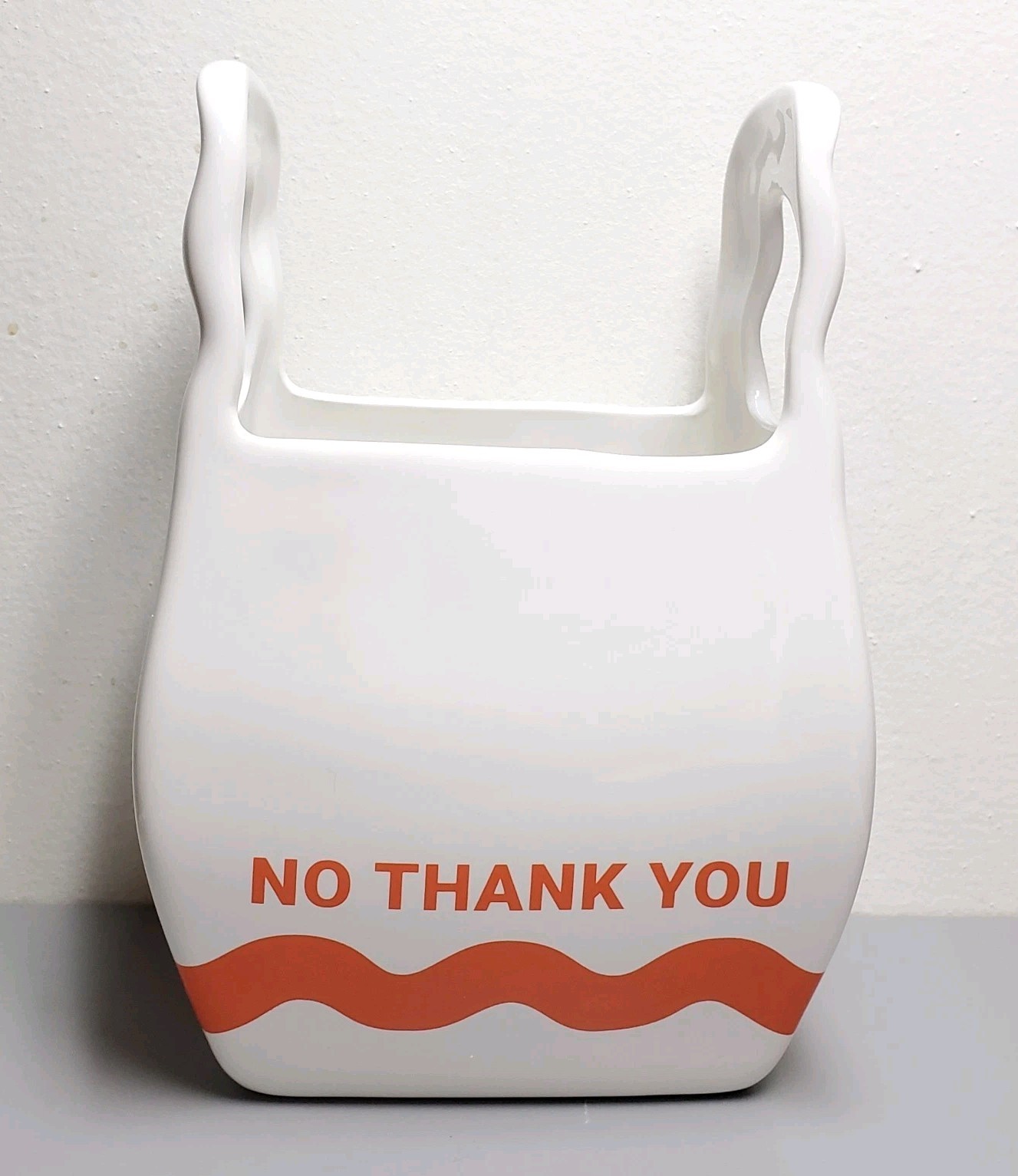 Room Essentials "Thank You" "No Thank You" Porcelain Grocery Bag Decoration/Vase thumbnail 2
