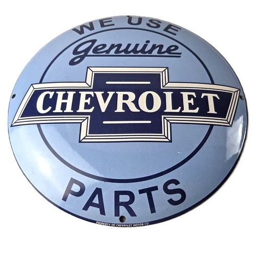 Vintage Chevrolet Sign - Porcelain Button Convex Sales Dealer Gas Oil Pump Sign